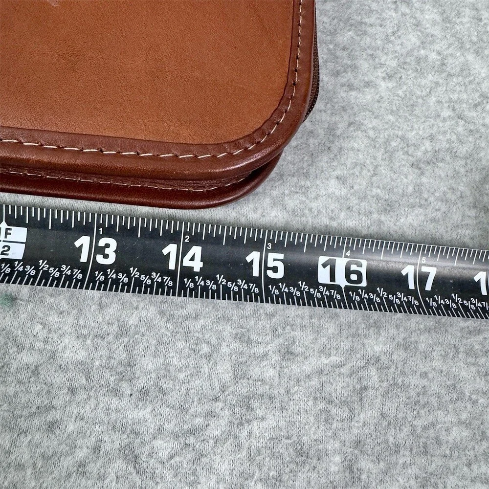Vintage Brown Leather Portfolio Briefcase Document Case Top Handle Zip Closure